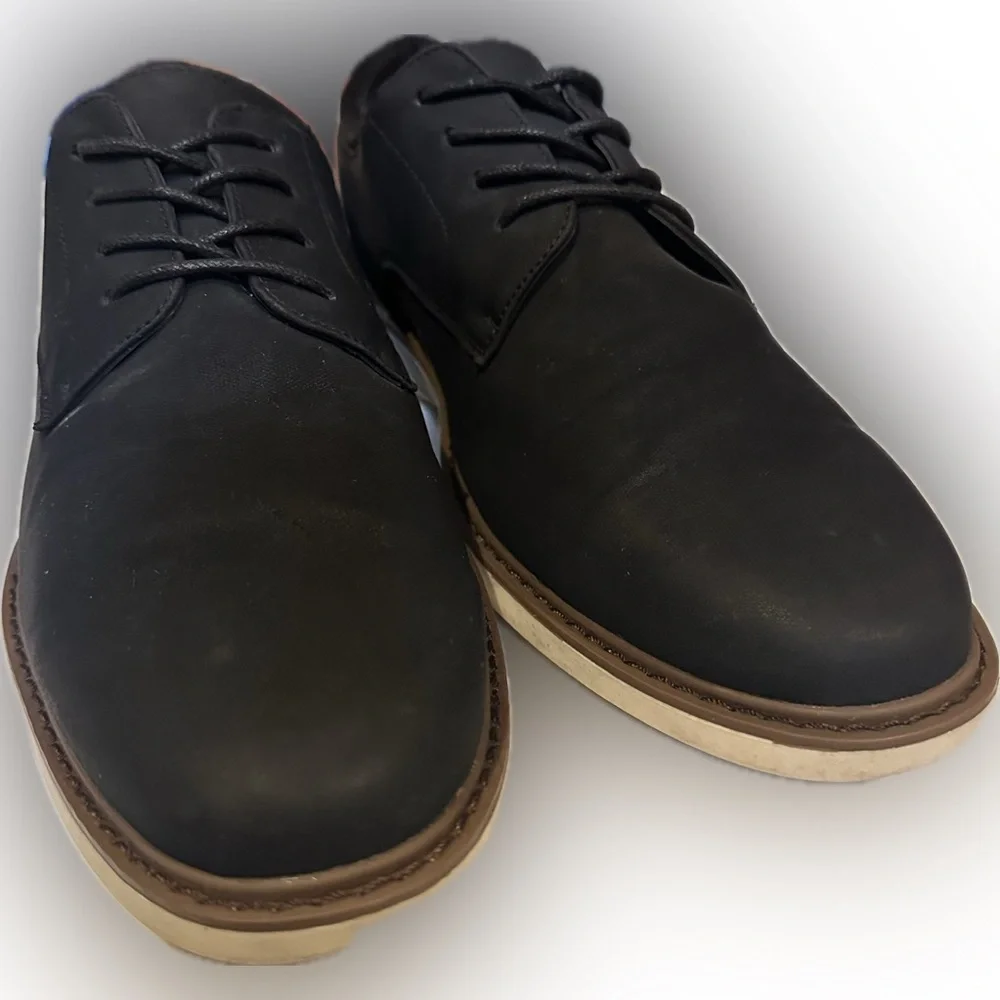 PERRY ELLIS CLASSIC BOULEVARD PESN23018A-2 B7092 BLACK SUEDED WHITE SOLE SZ 11